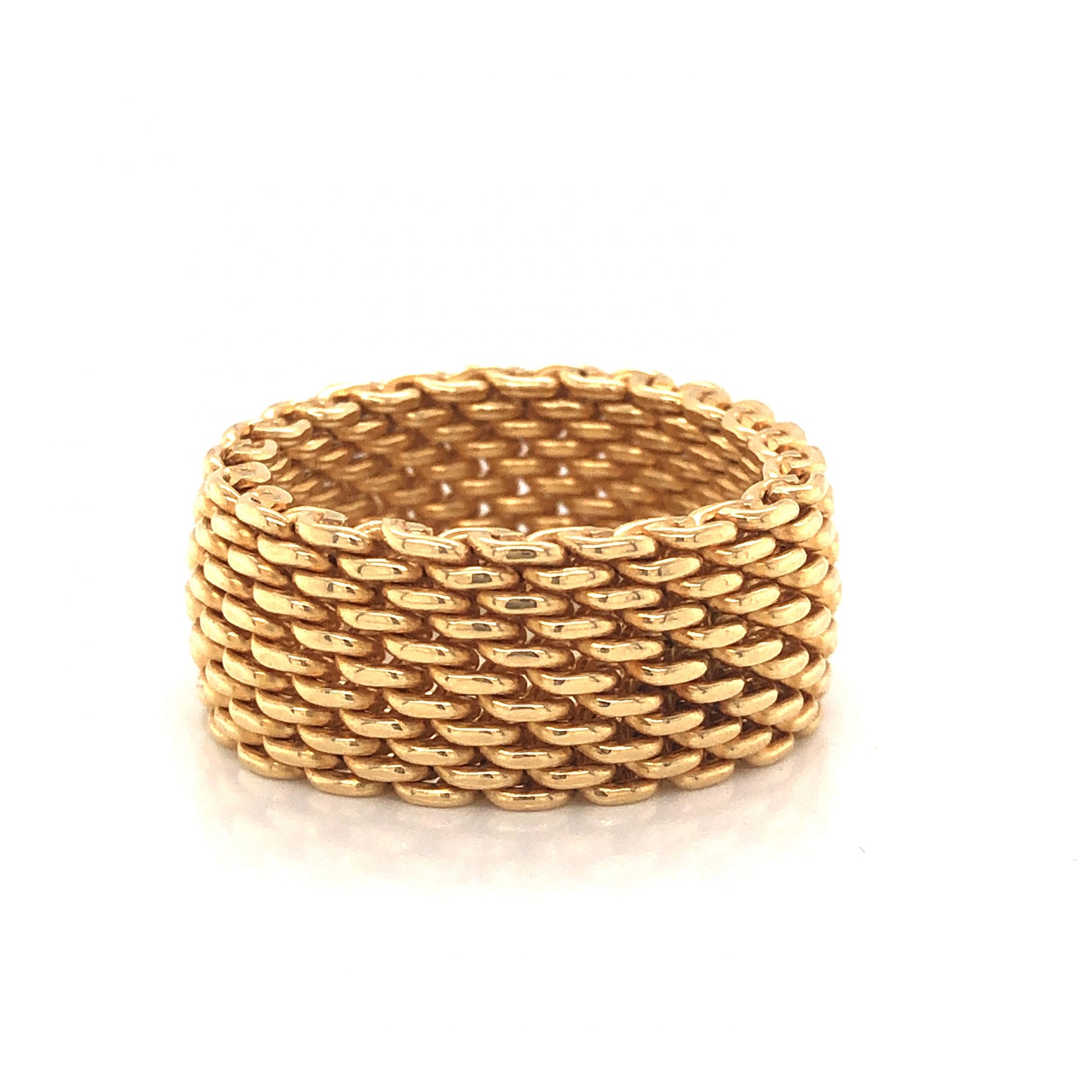 Somerset Mesh Tiffany & Co. Ring in 18K Yellow GoldComposition: PlatinumRing Size: 9Total Gram Weight: 14.1 gInscription: T&Co 750