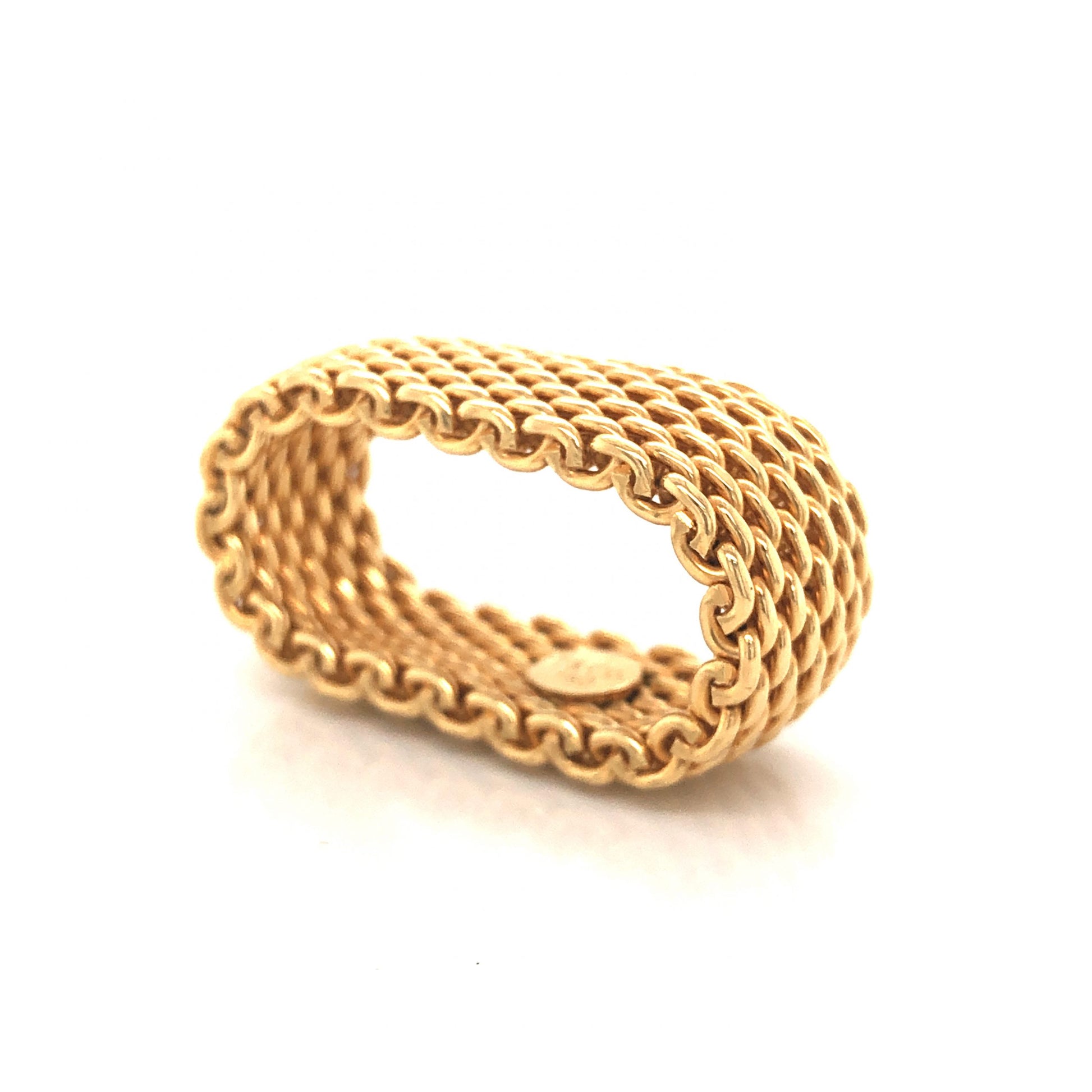 Tiffany Somerset Mesh Ring Yellow Gold [18K] Fashion No Stone Band Ring Gold  Size 5