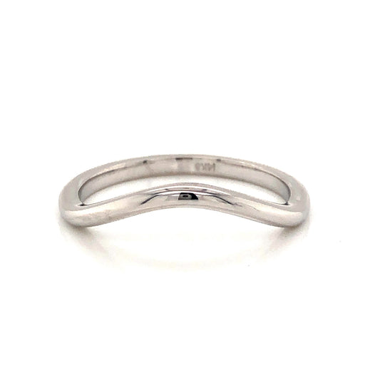 Thin Round Curved Wedding Band in 14k White Gold
