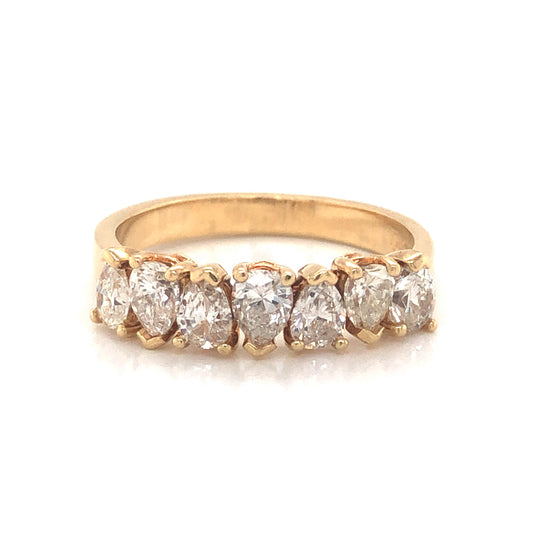 Pear Cut Diamond Wedding Band in 14k Yellow Gold