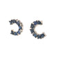 Curved Sapphire & Diamond Stud Earrings in Sterling Silver