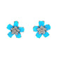 Turquoise & Diamond Flower Stud Earrings in Sterling Silver
