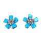 Turquoise & Diamond Flower Stud Earrings in Sterling Silver