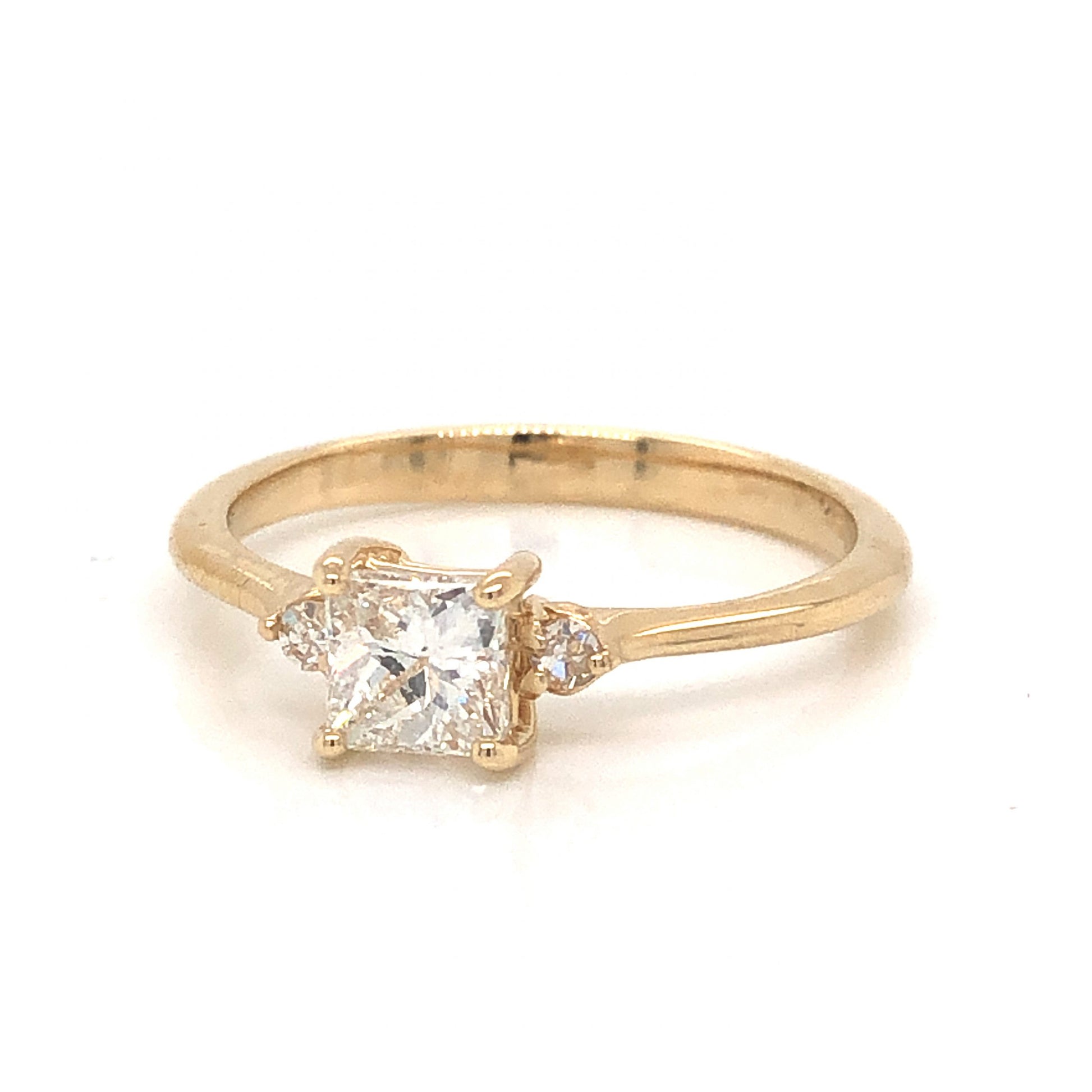 .58 Princess Cut Diamond Engagement Ring in 14K Yellow GoldComposition: 14 Karat Yellow Gold Ring Size: 7 Total Diamond Weight: .64ct Total Gram Weight: 2.2 g Inscription: 14k 
      