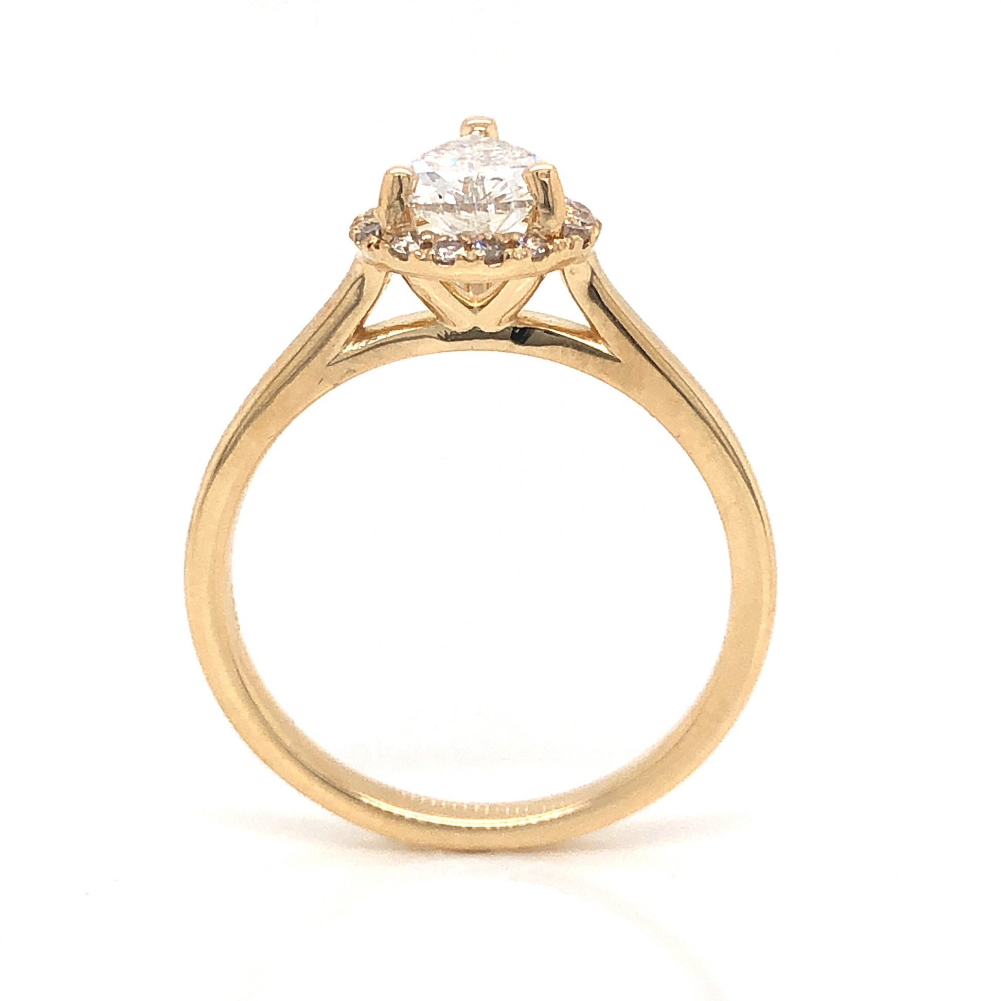 Pear Cut Diamond Halo Engagement Ring in 14k Yellow Gold