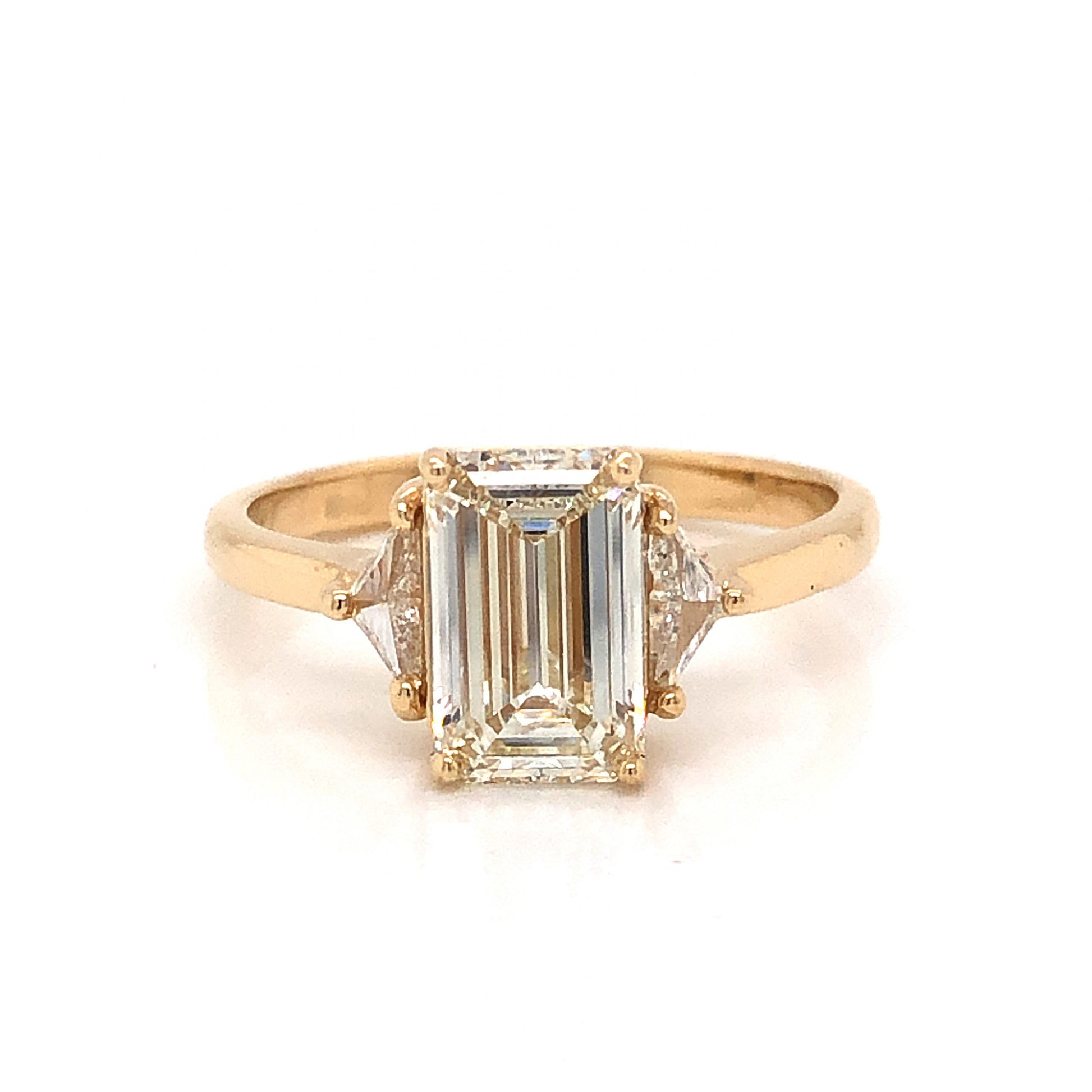 1.50 Emerald Cut Diamond Engagement Ring in 14k Yellow Gold