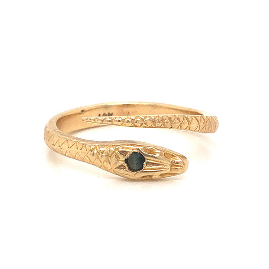 Victorian Sapphire Snake Ring in 14k Yellow Gold