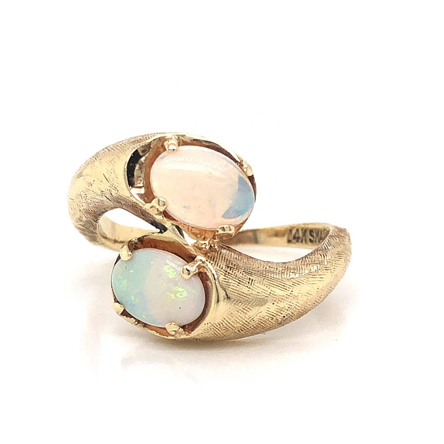 Victorian Toi Et Moi Opal Cocktail Ring in 14k Yellow Gold