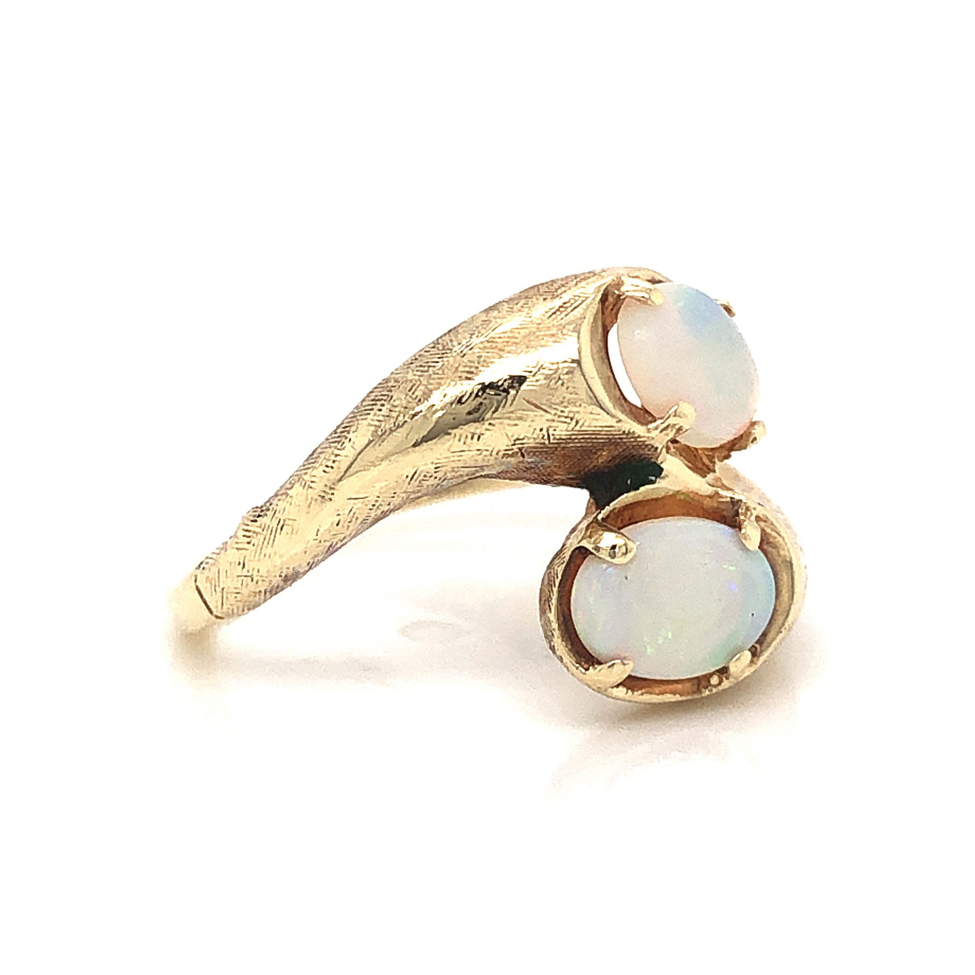 Victorian Toi Et Moi Opal Cocktail Ring in 14k Yellow Gold