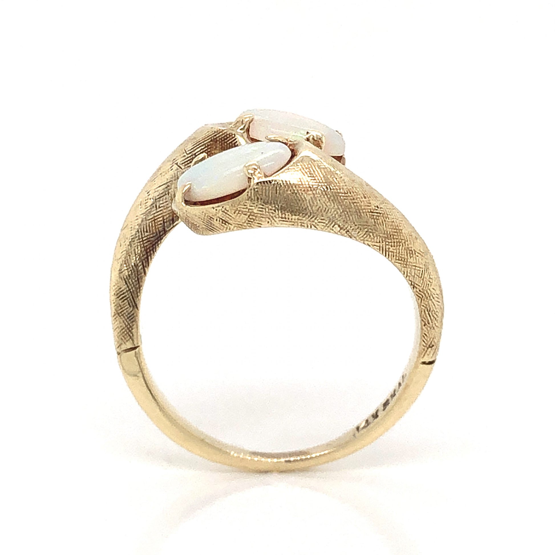 Victorian Toi Et Moi Opal Cocktail Ring in 14k Yellow Gold