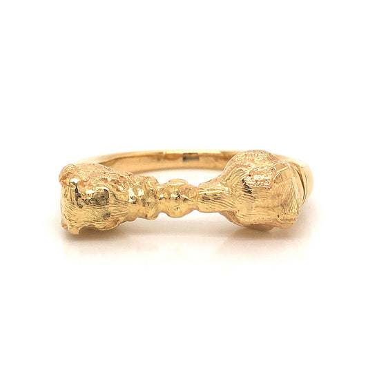 Bull & Bear Stock Market Ring in 18k Yellow Gold