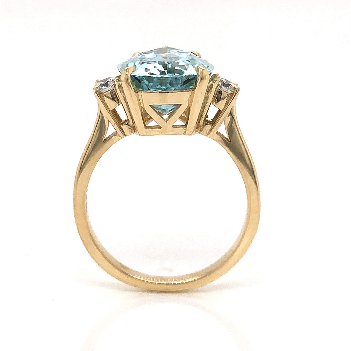 Pear Cut Aquamarine Engagement Ring in 14k Yellow Gold
