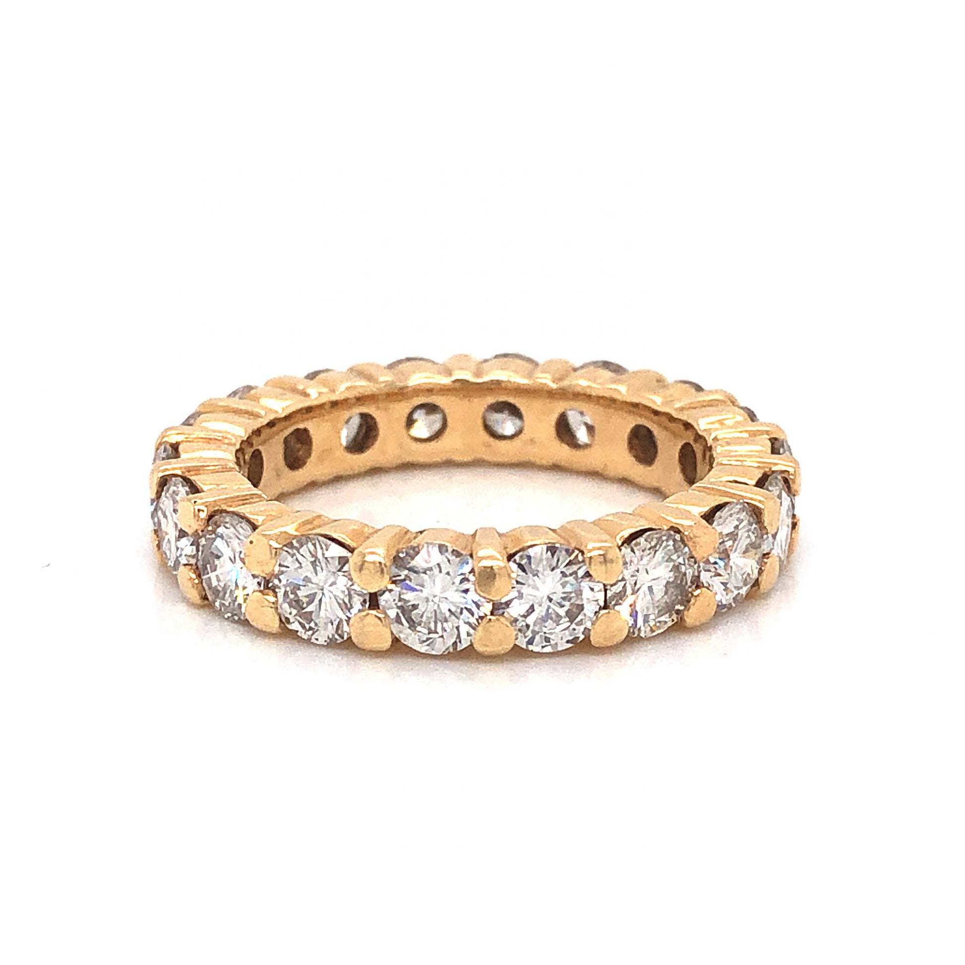 3.80 Diamond Eternity Band in 14k Yellow GoldComposition: 14 Karat Yellow Gold Ring Size: 6 Total Diamond Weight: 3.80ct Total Gram Weight: 5.4 g