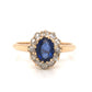 Victorian Oval Sapphire & Diamond Engagement Ring in 14k Yellow Gold