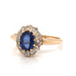 Victorian Oval Sapphire & Diamond Engagement Ring in 14k Yellow Gold