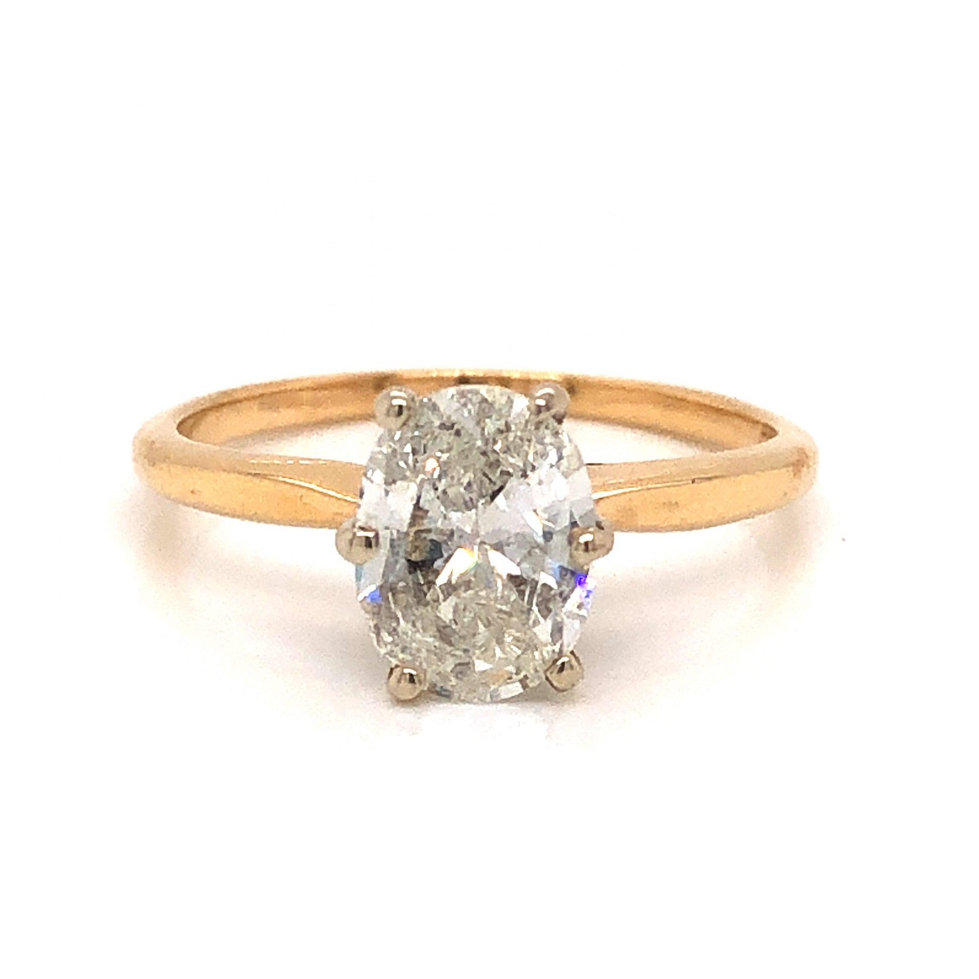 1.01 Oval Cut Diamond Engagement Ring in 14k Yellow GoldComposition: 14 Karat Yellow GoldRing Size: 6Total Diamond Weight: 1.01 ctTotal Gram Weight: 2.1 gInscription: 14k 101