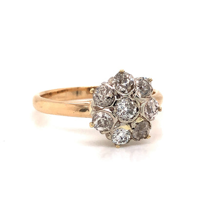 .84 Victorian Diamond Cluster Engagement Ring in 14k Gold