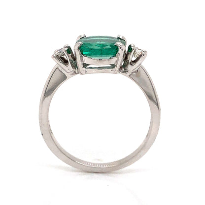 Modern Oval Cut Emerald Ring in 14k White Gold