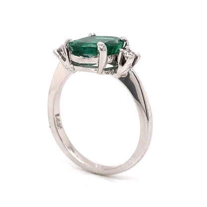 Modern Oval Cut Emerald Ring in 14k White Gold