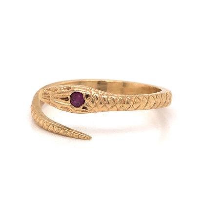 Victorian Ruby Snake Ring in 14k Yellow Gold