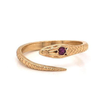 Victorian Ruby Snake Ring in 14k Yellow Gold