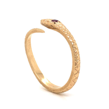 Victorian Ruby Snake Ring in 14k Yellow Gold