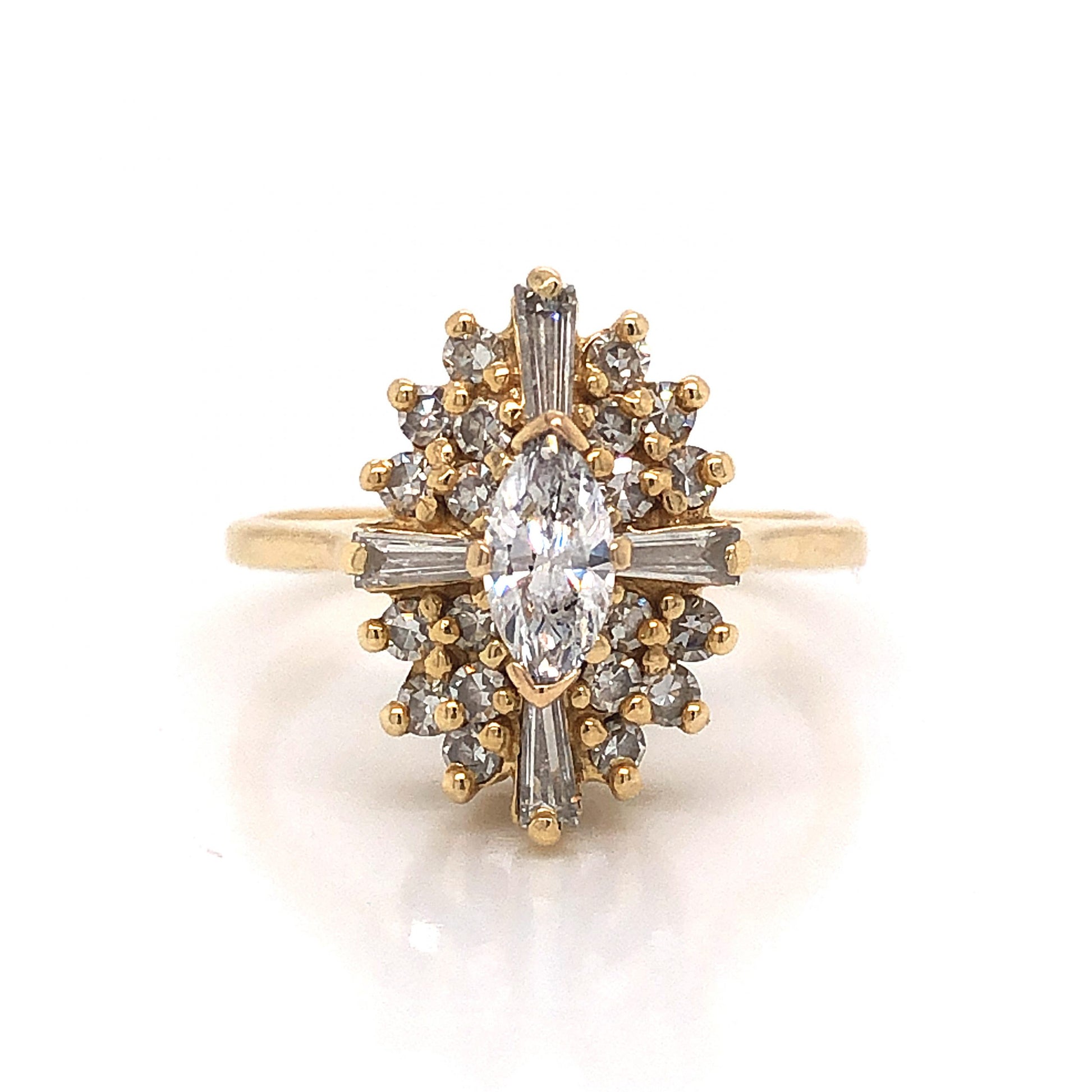 Cluster Halo Marquise Cut Diamond Engagement Ring in 14k