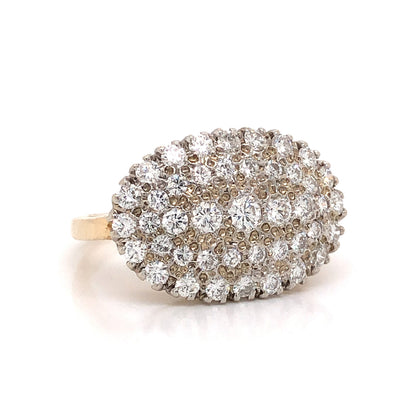 1.20 Pave Diamond Cocktail Ring in 14k Yellow Gold & Platinum