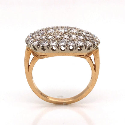 1.20 Pave Diamond Cocktail Ring in 14k Yellow Gold & Platinum