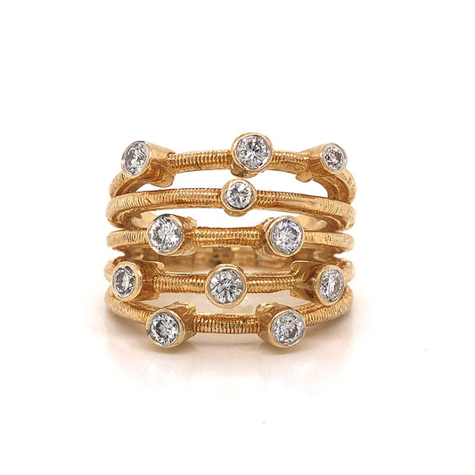 .91 Bezel Set Diamond Cocktail Ring 14k Yellow Gold