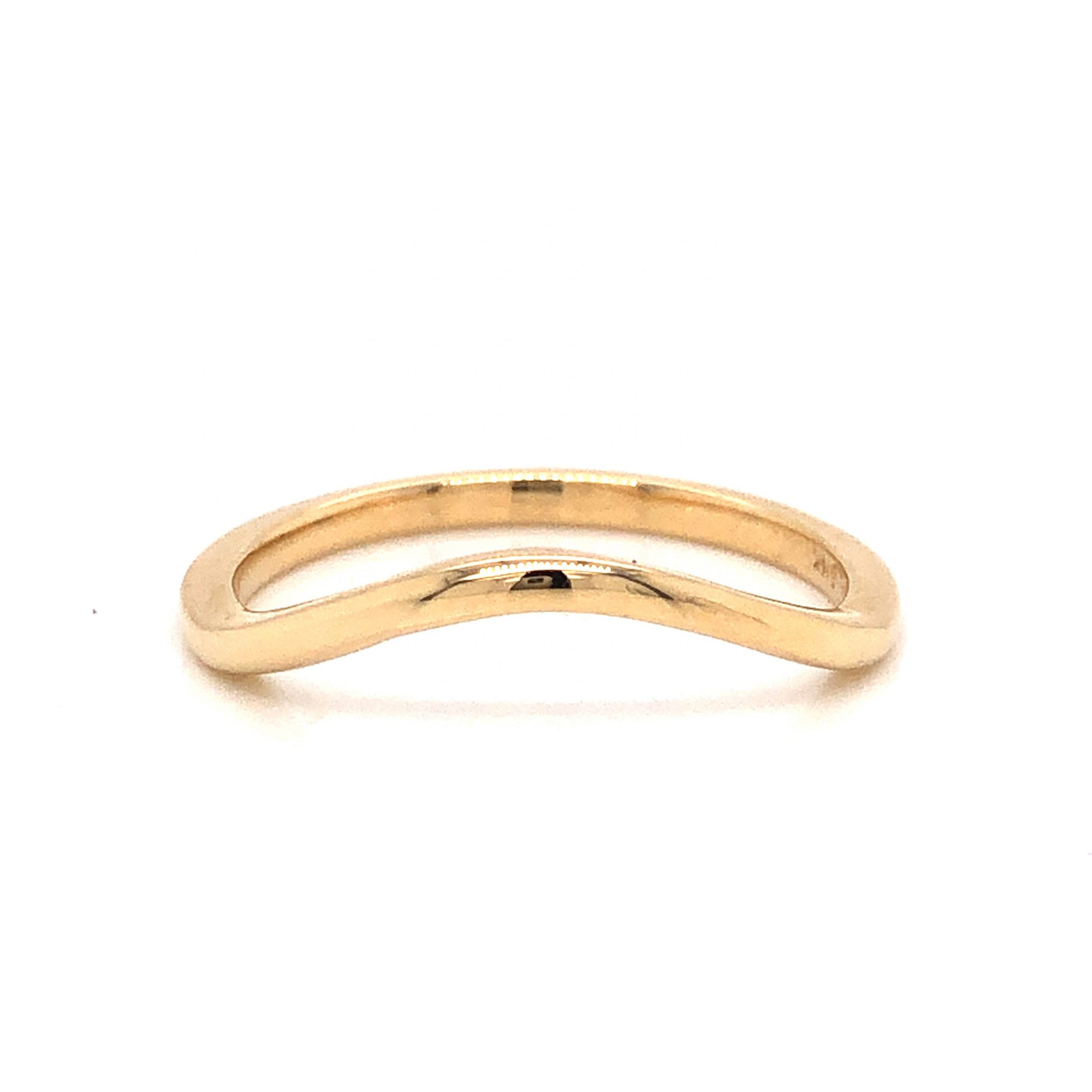 Simple Curved Wedding Band in 14k Yellow GoldComposition: 14 Karat Yellow GoldRing Size: 7.5Total Gram Weight: 2.1 gInscription: 14k