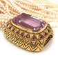 Kunzite Pendant Necklace w/ Diamonds & Pearls in 18k Yellow Gold