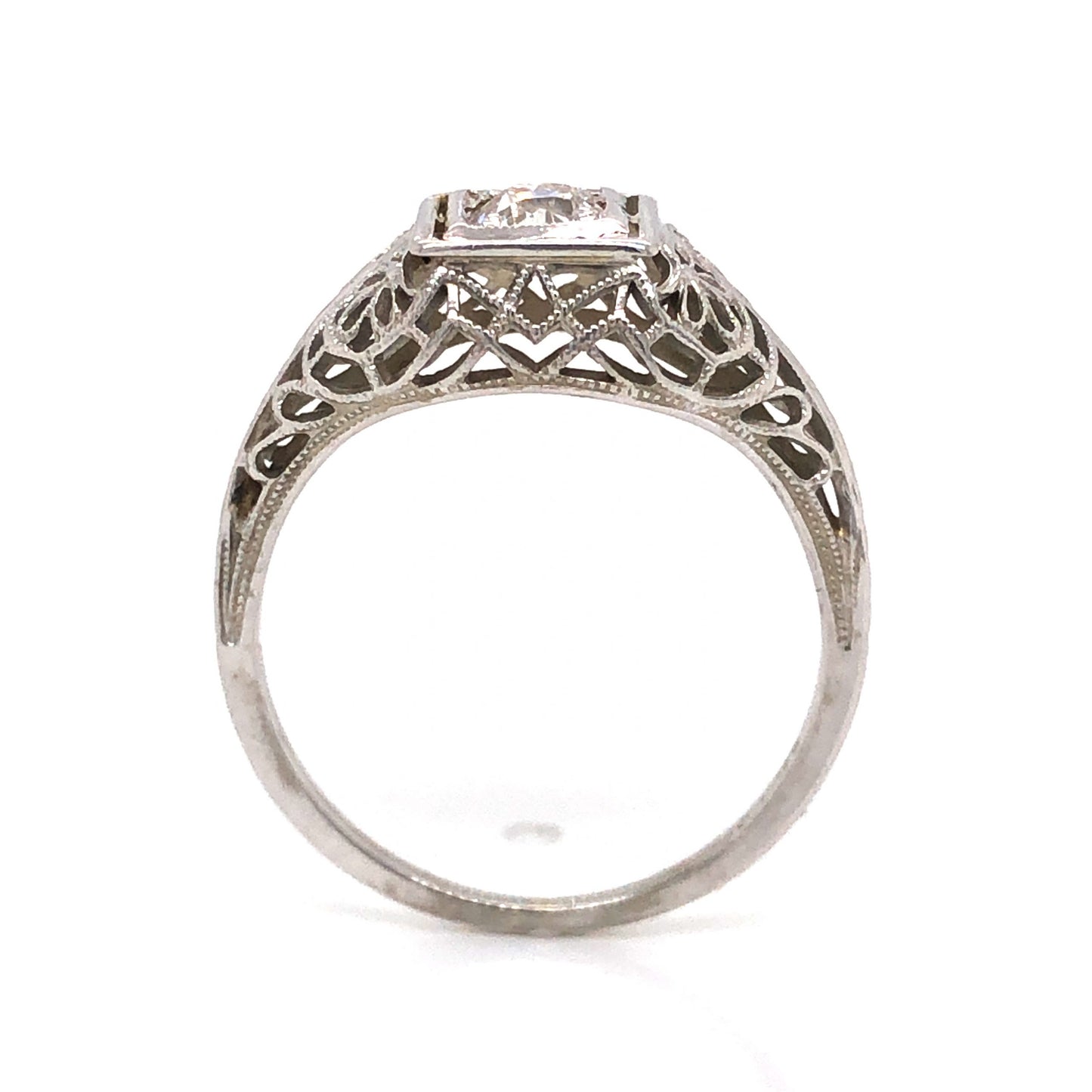 .26 Art Deco Filigree Diamond Engagement Ring in Platinum