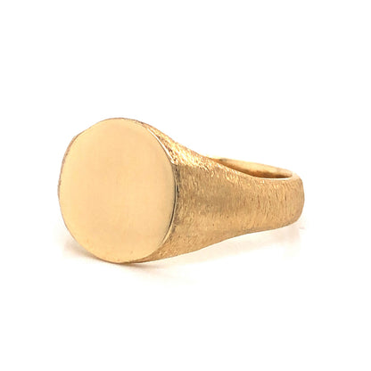 Mid-Century Round Signet Ring in 14k Yellow Gold