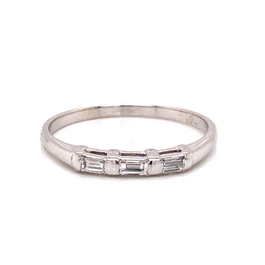 Modern .24 Baguette Cut Diamond Wedding Band in 14k White Gold