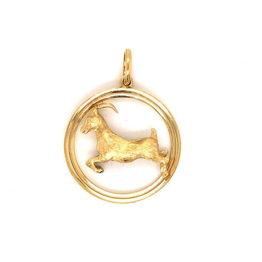 Aries Ram Zodiac Pendant in 18k Yellow Gold