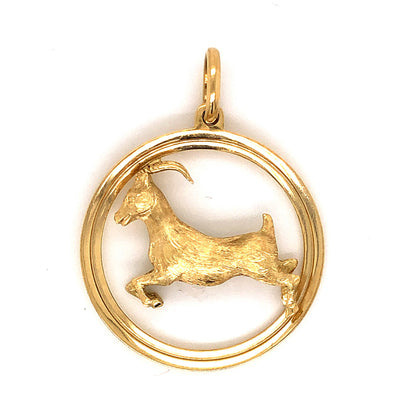 Aries Ram Zodiac Pendant in 18k Yellow Gold