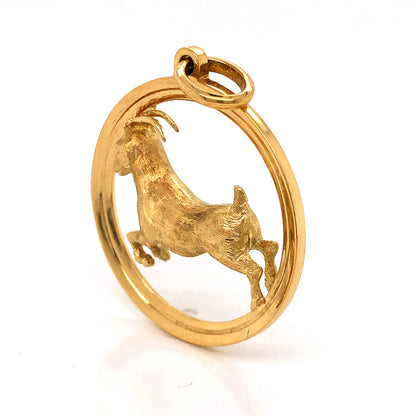 Aries Ram Zodiac Pendant in 18k Yellow Gold