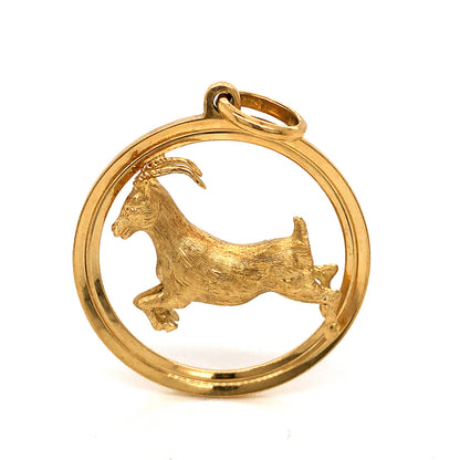 Aries Ram Zodiac Pendant in 18k Yellow Gold