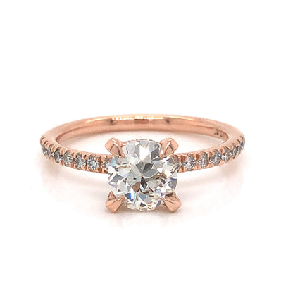 Hidden Halo Diamond Engagement Ring in 14k Rose Gold