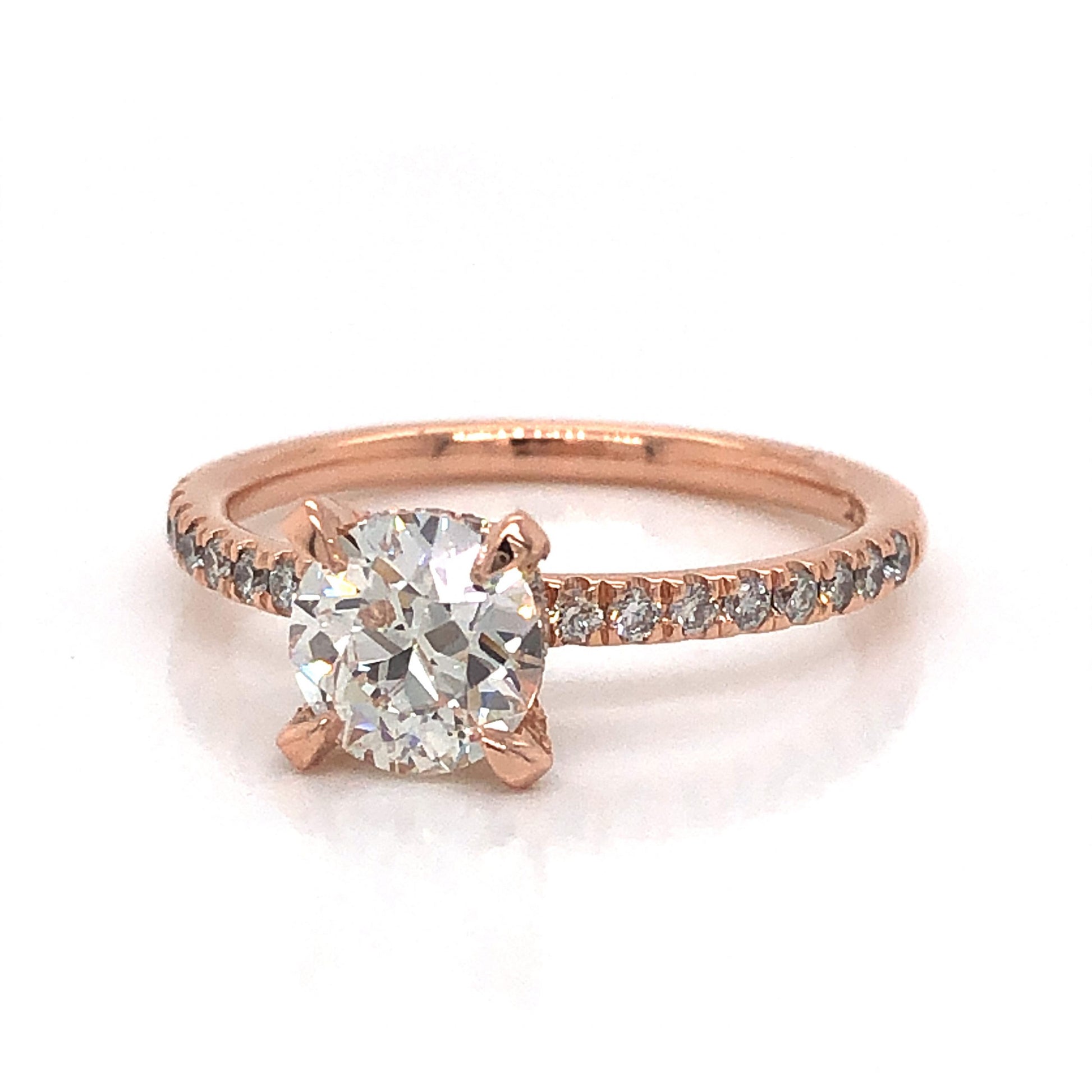 Hidden Halo Diamond Engagement Ring in 14k Rose Gold