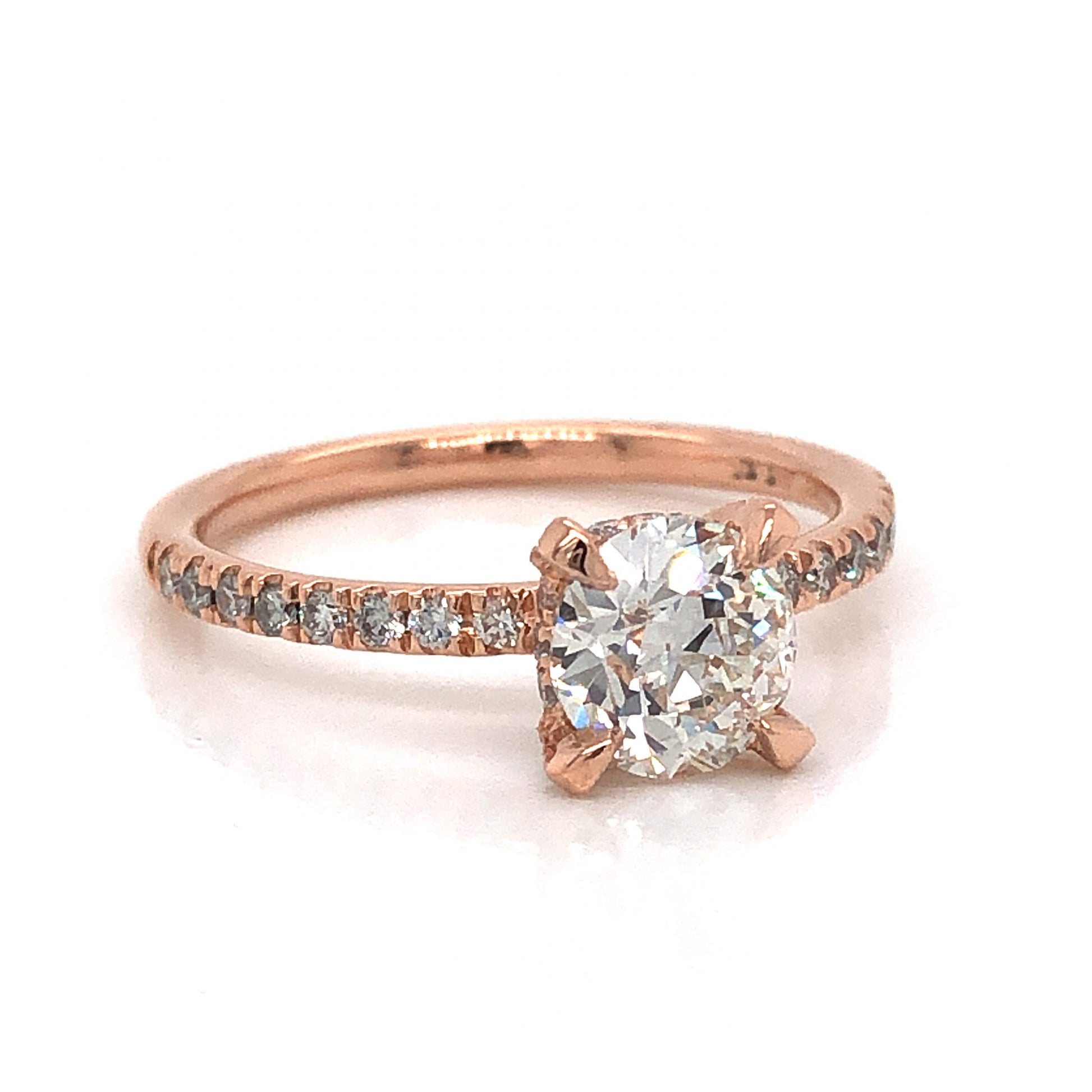 Hidden Halo Diamond Engagement Ring in 14k Rose Gold