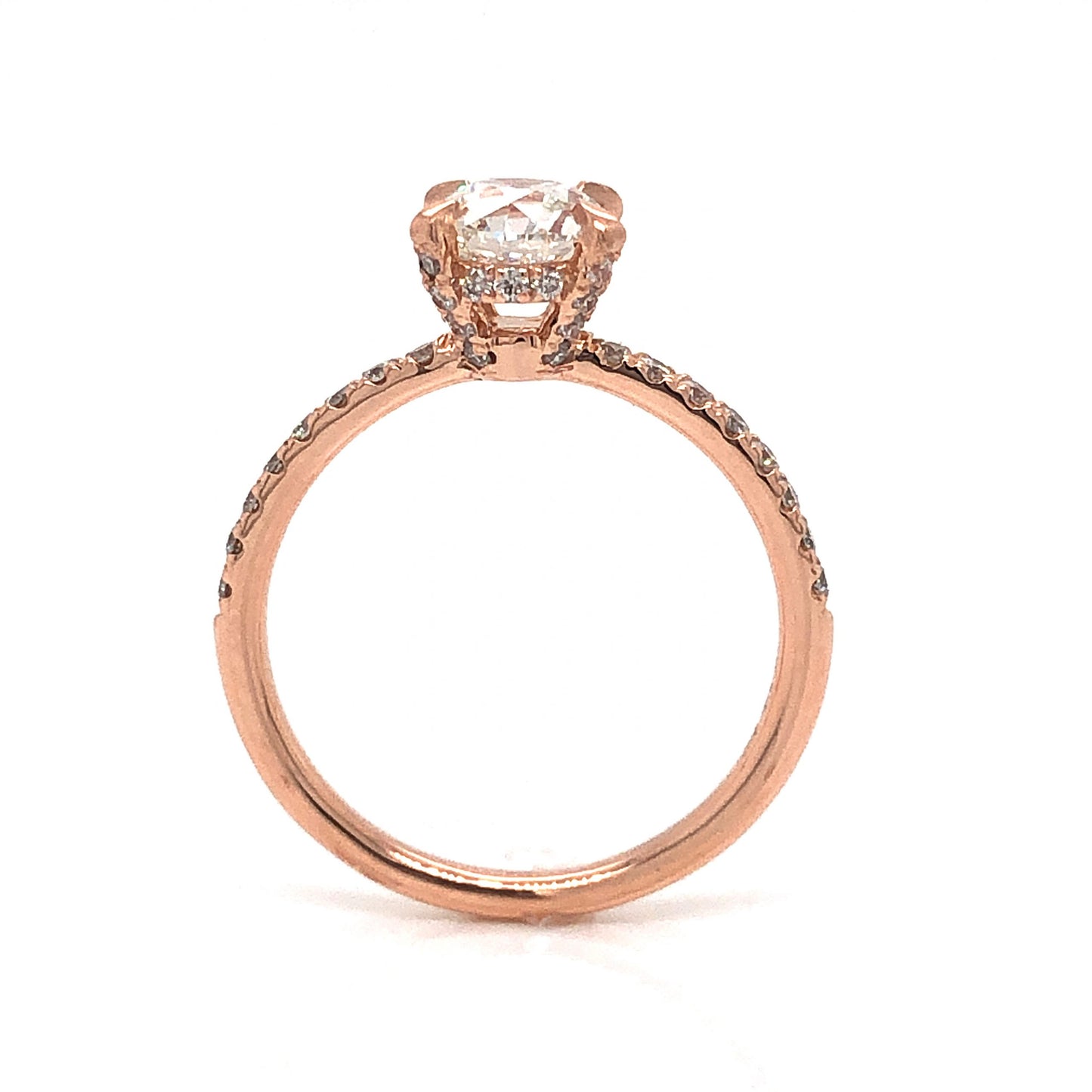 Hidden Halo Diamond Engagement Ring in 14k Rose Gold