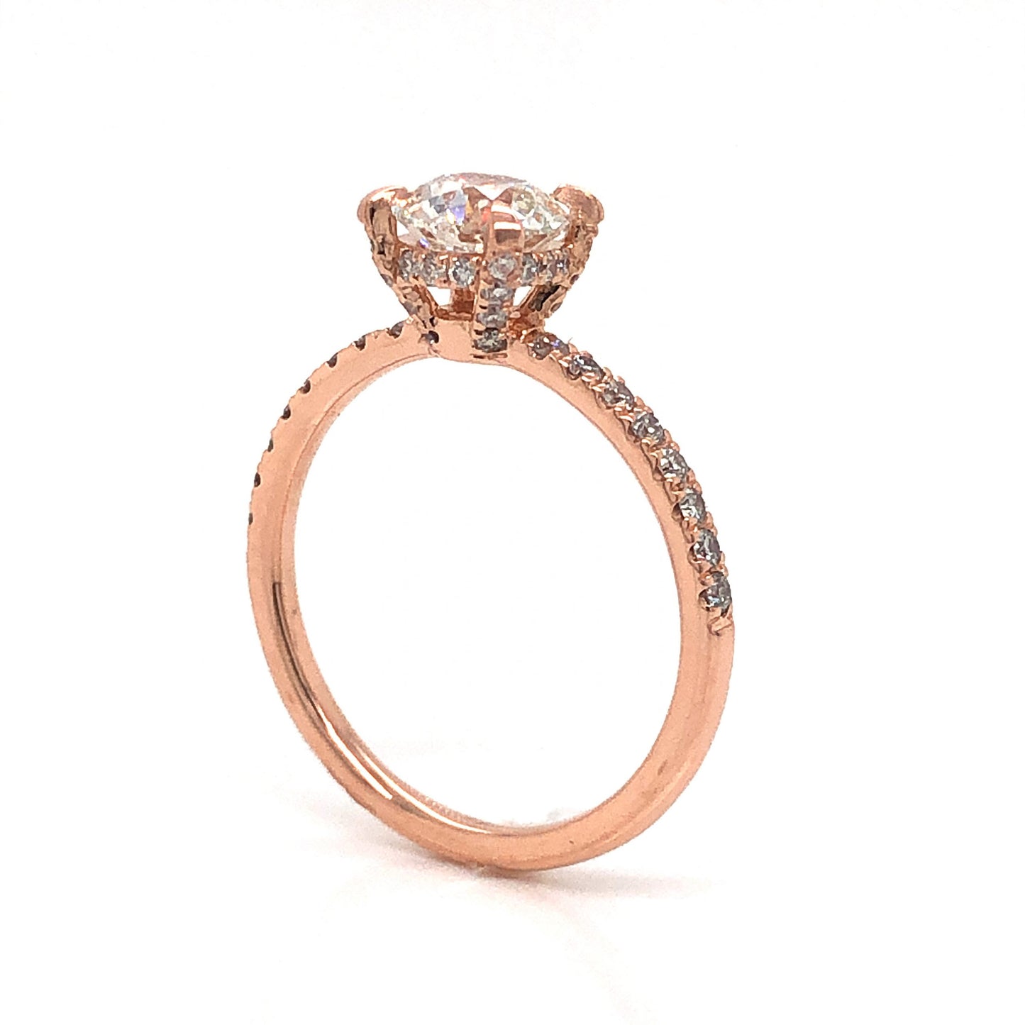 Hidden Halo Diamond Engagement Ring in 14k Rose Gold