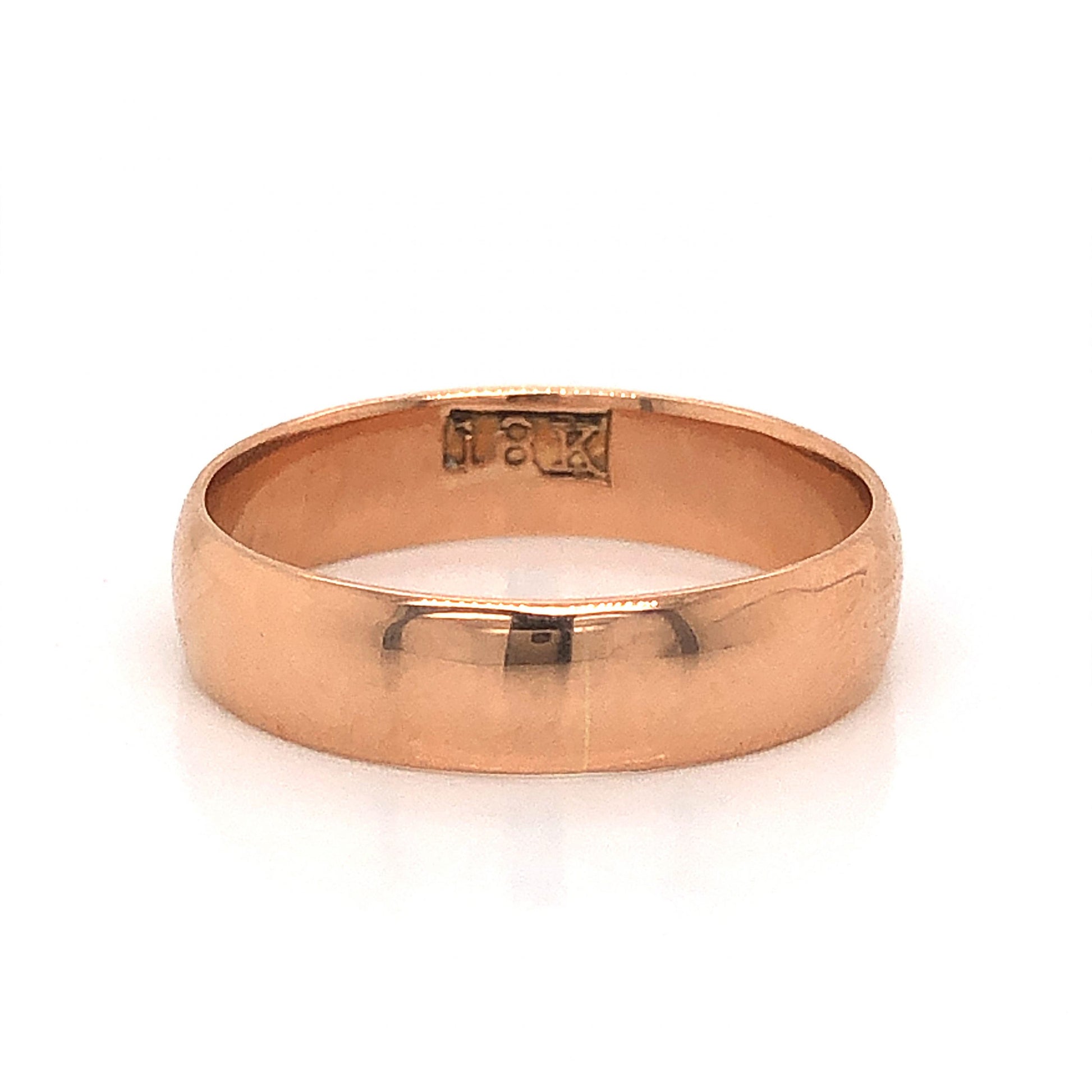 Mid-Century 5mm Wedding Band in 18k Rose GoldComposition: 18 Karat Rose Gold Ring Size: 6.75 Total Gram Weight: 3.2 g Inscription: 18K
      