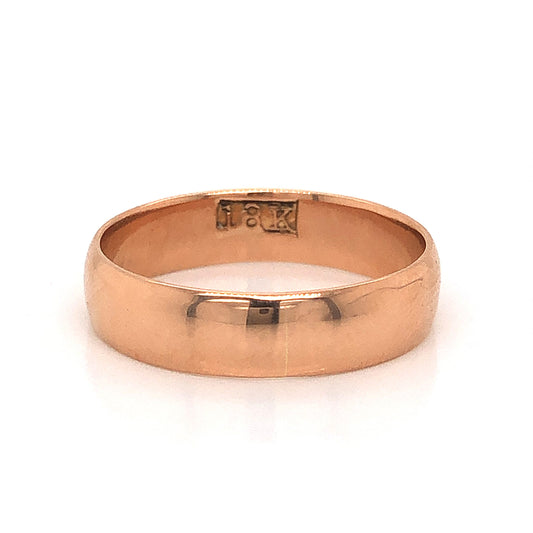 Mid-Century 5mm Wedding Band in 18k Rose Gold