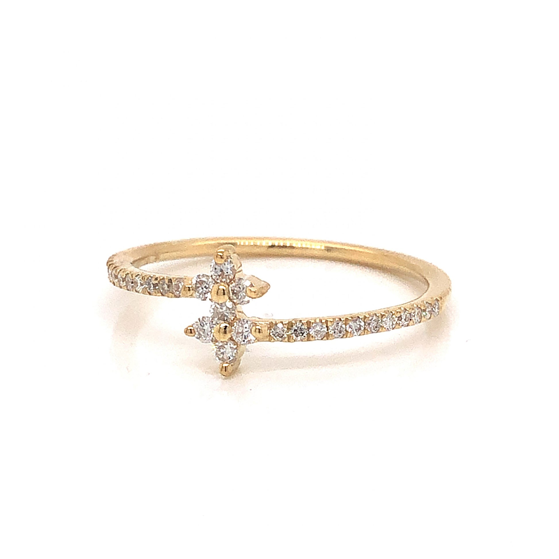 .13 Pave Diamond Cluster Stacking Ring in 14k Yellow GoldComposition: 14 Karat Yellow GoldRing Size: 6.5Total Diamond Weight: .13 ctTotal Gram Weight: 1.1 gInscription: 14k 