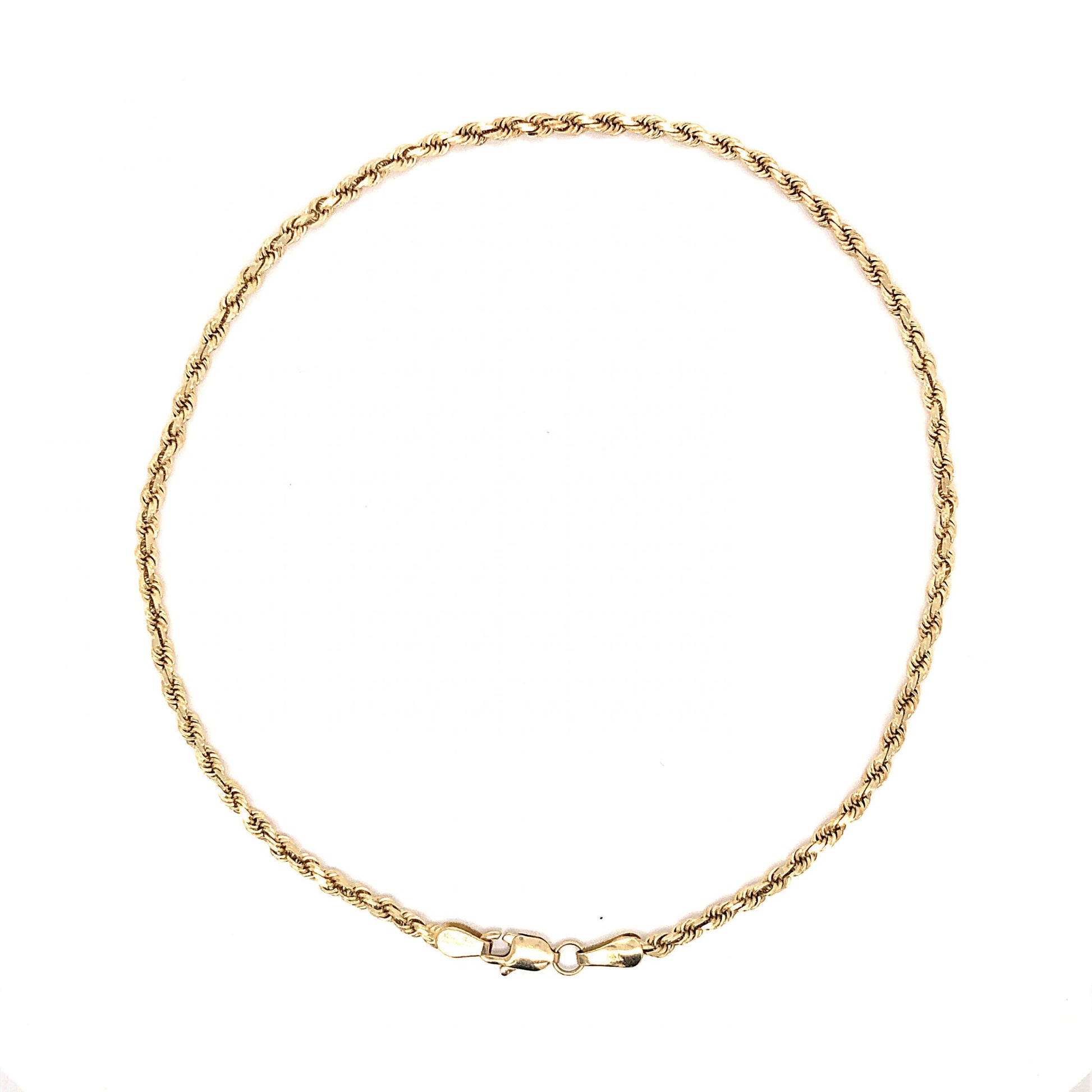 Rope Chain Anklet in 14k Yellow Gold