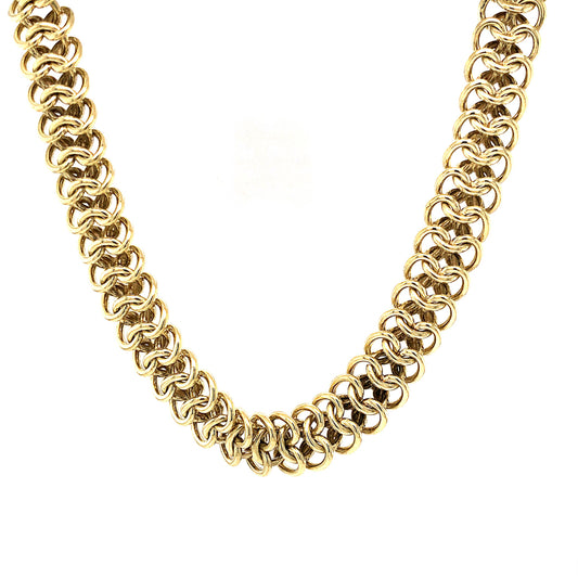 German Chain Necklace & Bracelet Set in 14k Yellow Gold
