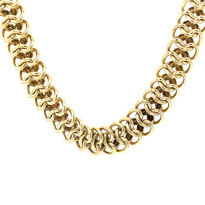 German Chain Necklace & Bracelet Set in 14k Yellow Gold